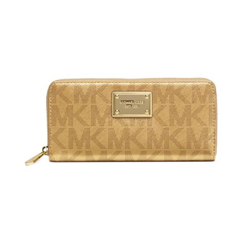 continental wallet michael kors gold foil zip-around wallet|michael kors continental wallets.